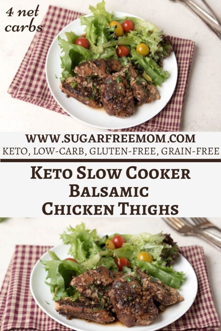 Keto Low Carb Slow Cooker Balsamic Chicken Thighs - Sugar-Free Mom