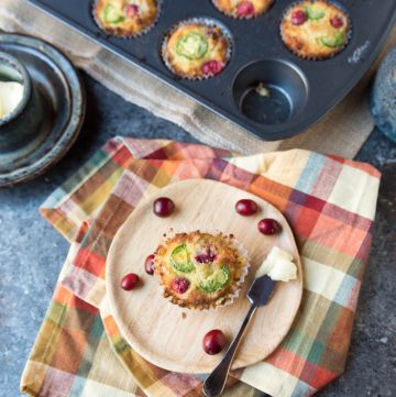Keto Nut Free Low Carb Cornbread Muffins with Cranberry & Jalapeno