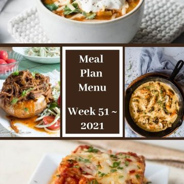 Meal Plan Menu Week 51 2021 - Pinterest