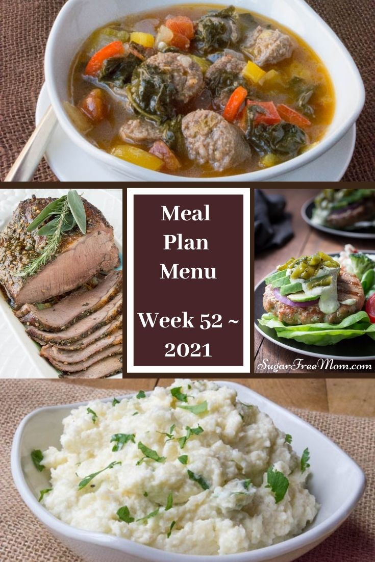 Menú del plan de comidas de ayuno bajo en carbohidratos Keto Semana 52