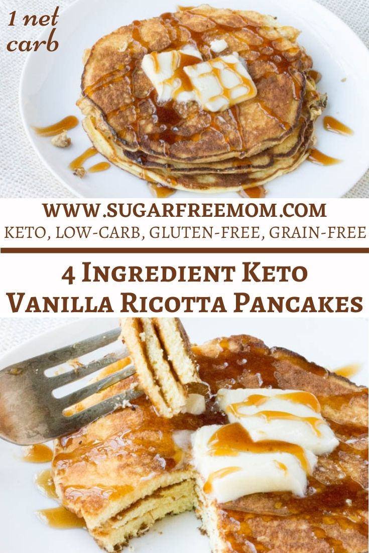 4 Ingredient Keto Low Carb Vanilla Ricotta Pancakes