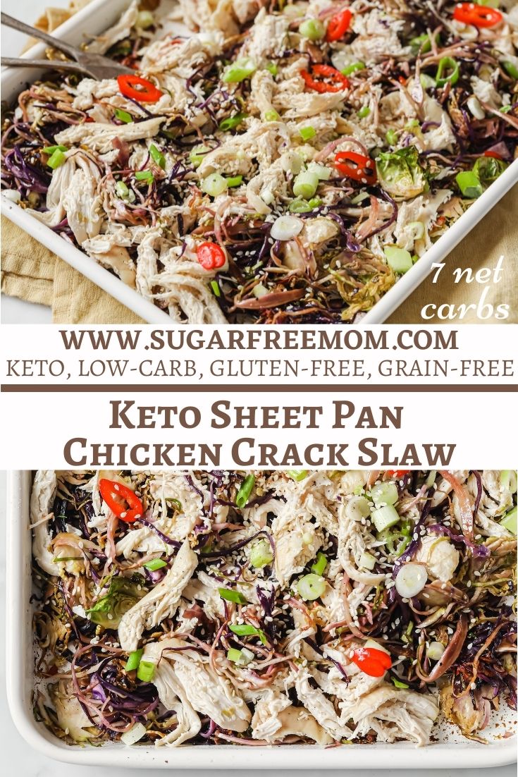 This Sheet Pan Low Carb Chicken Crack Slaw is effortless. So simple and can be made with fresh chicken breast, thighs or leftover cooked roasted chicken.