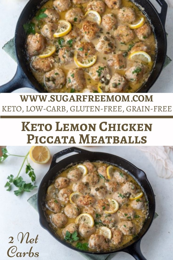 Low Carb Lemon Chicken Piccata Meatballs (Keto, Nut Free, Gluten Free)