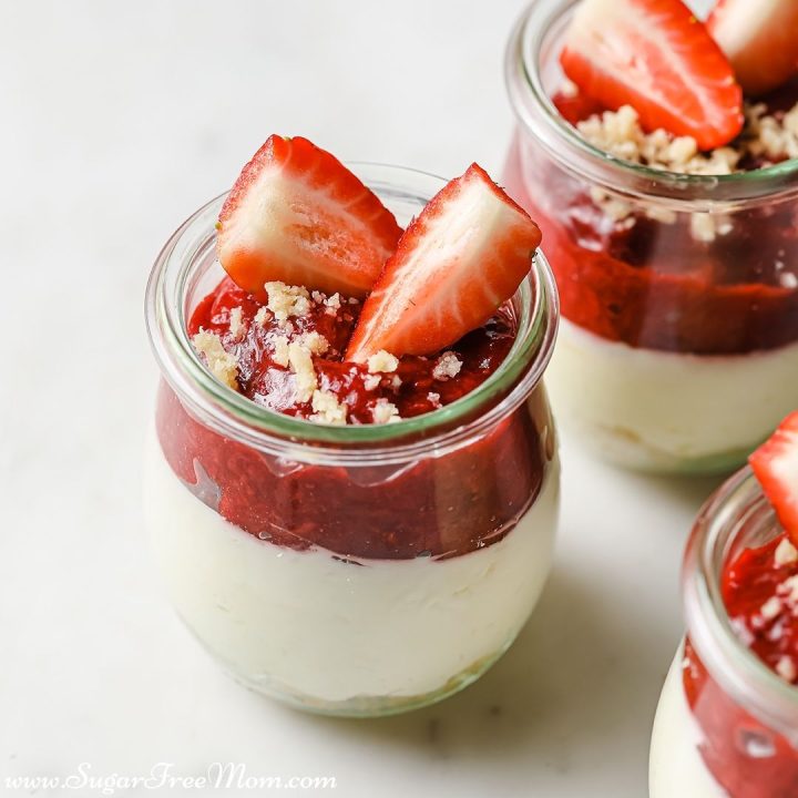 No Bake Keto Strawberry Cheesecake Jars