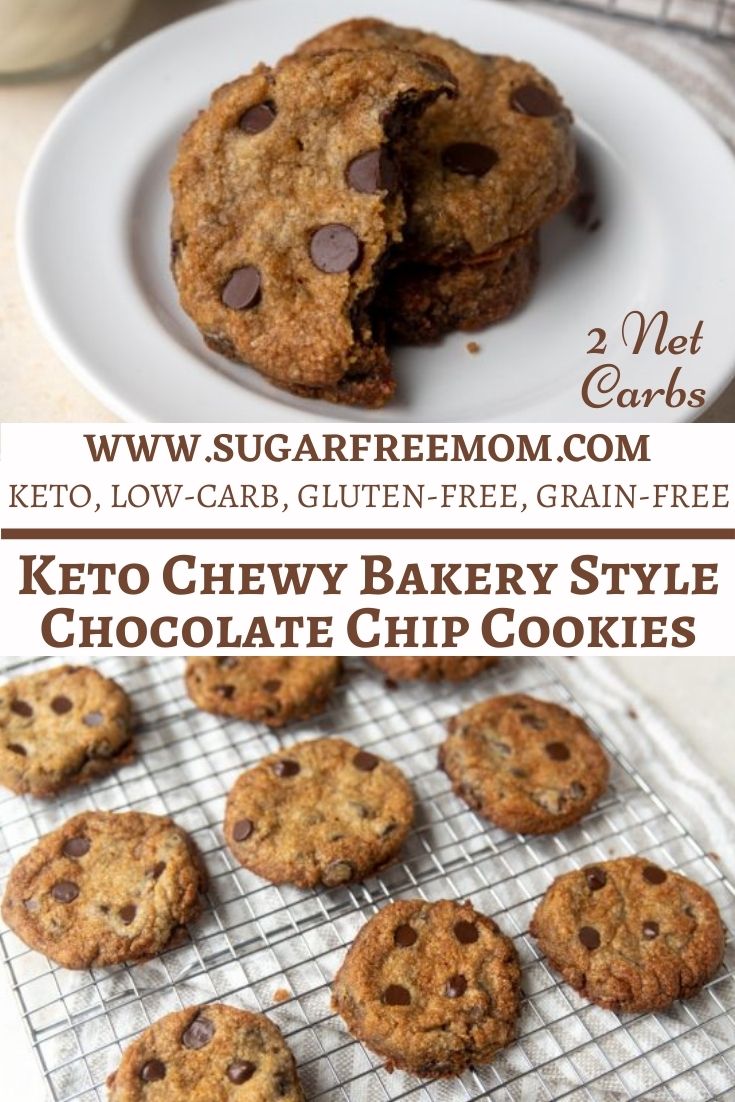 Chewy Bakery Style Sugar Free Chocolate Chip Cookies (Keto, Nut Free)