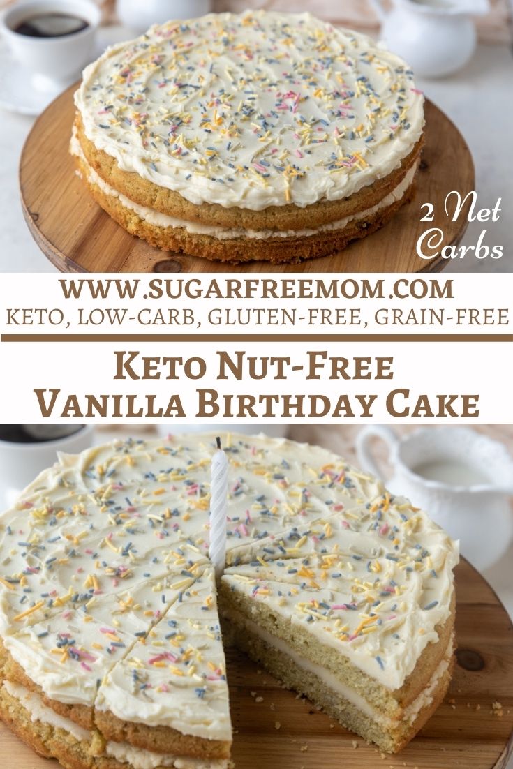 Sugar Free Keto Vanilla Birthday Cake (Gluten Free, Dairy Free, Nut Free)