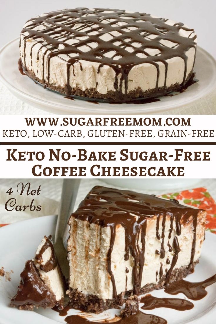 No Bake Sugar Free Coffee Cheesecake (Keto, Nut Free)