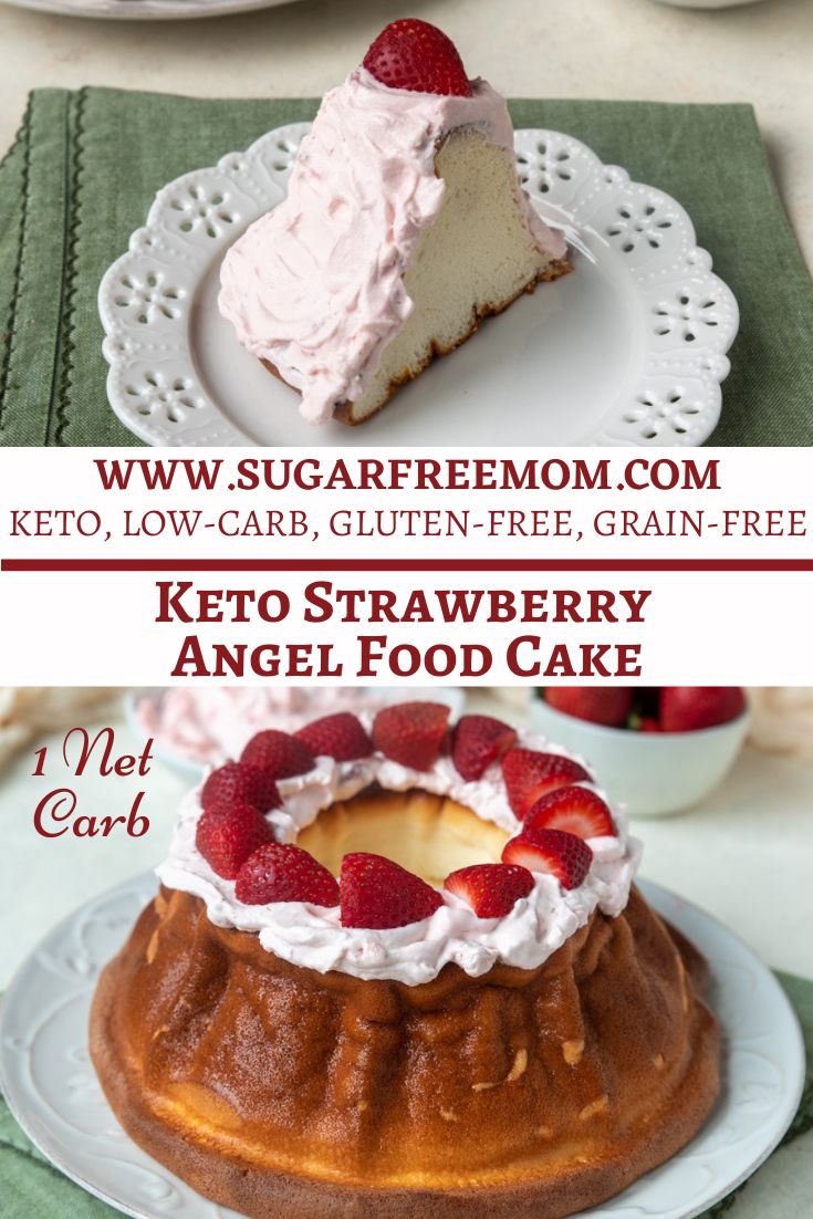 Sugar Free Keto Strawberry Angel Food Cake (No Flour, 1 Total Carb per Slice)