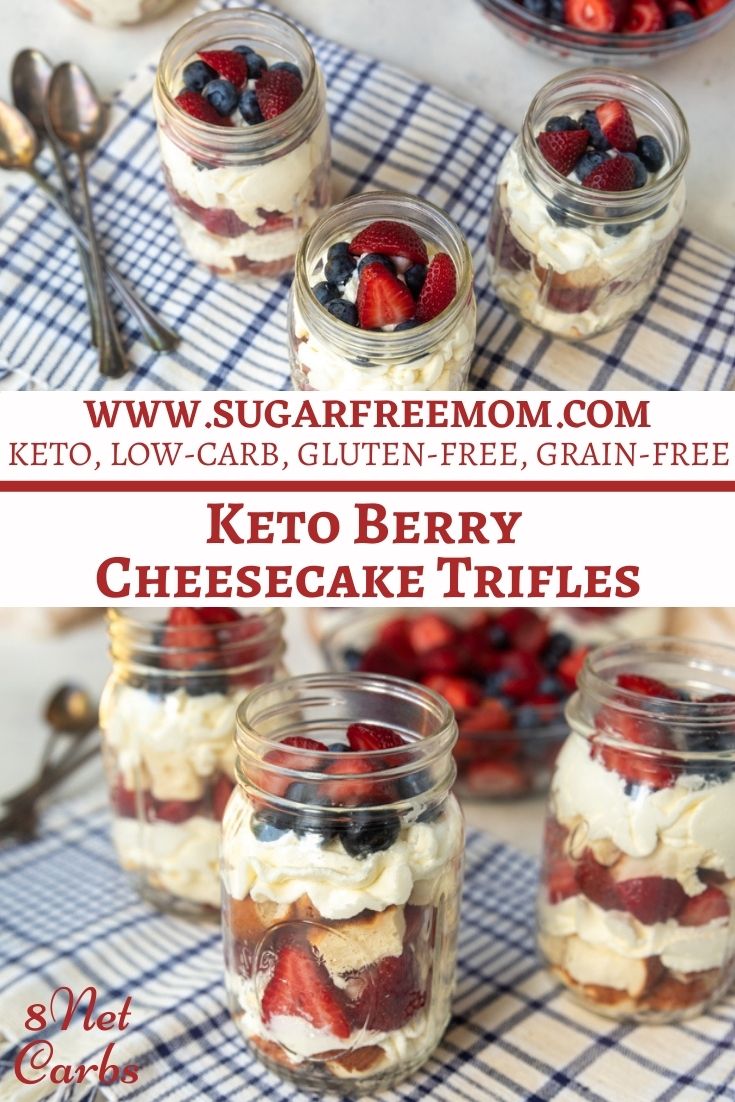 Keto Berry Cheesecake Trifle in Mason Jars (Low Carb, Gluten Free)