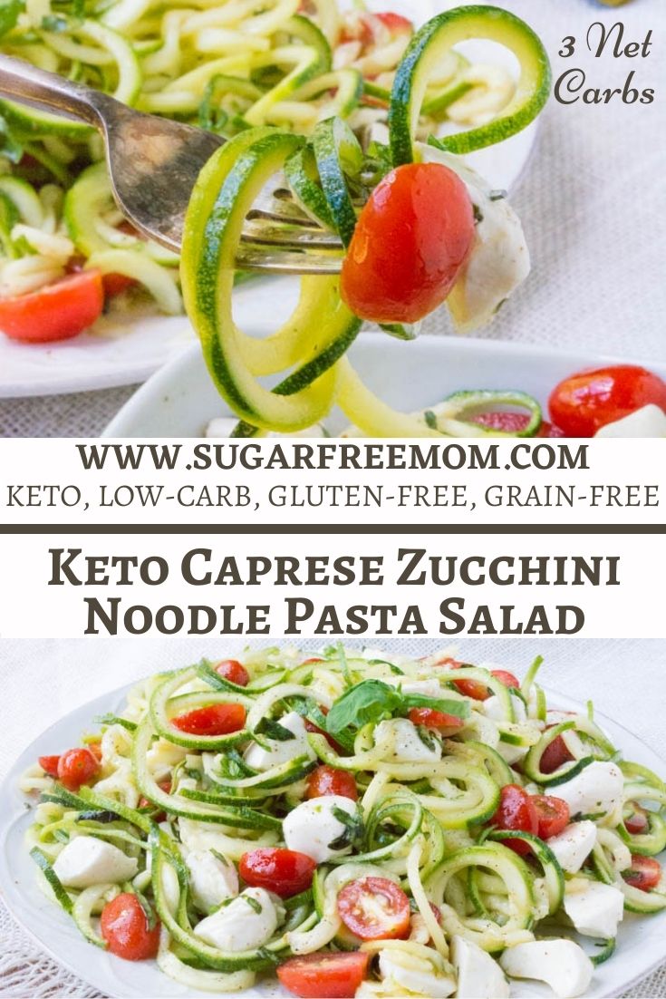 Low Carb Keto Zucchini Noodles Caprese Salad