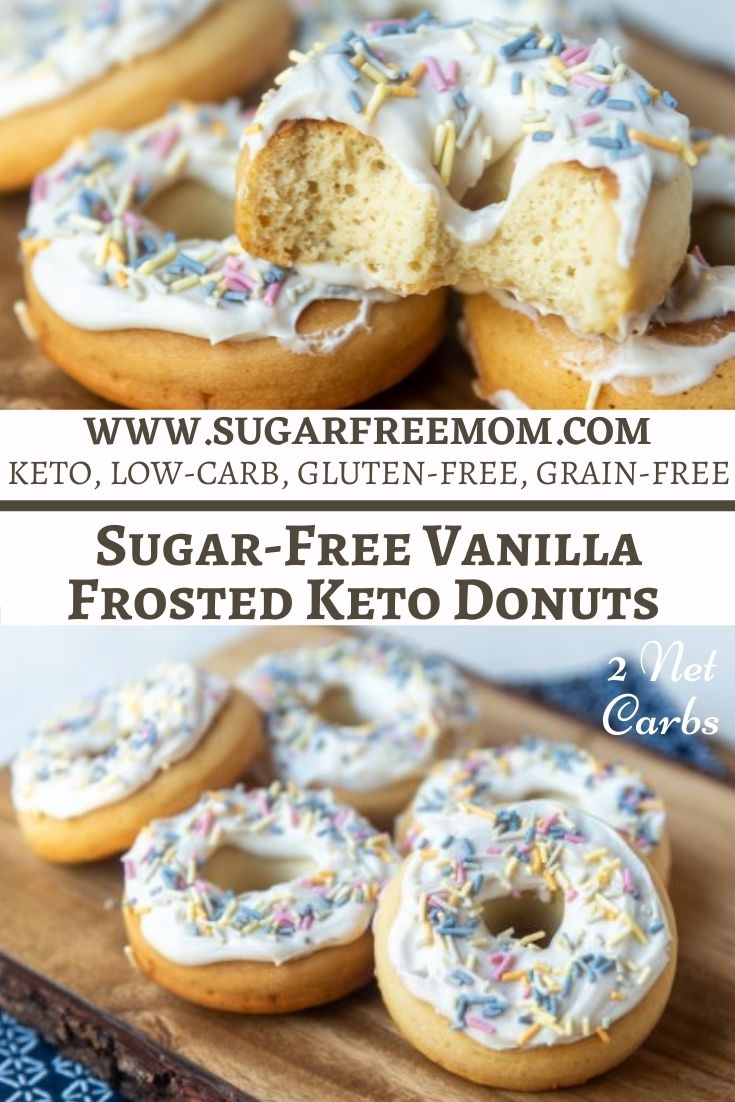 Sugar Free Vanilla Frosted Keto Donuts (Nut Free, Dairy Free)