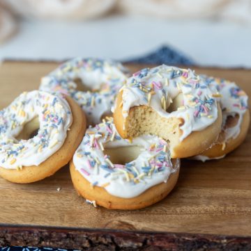 Sugar Free Vanilla Frosted Keto Donuts (Nut Free, Dairy Free)