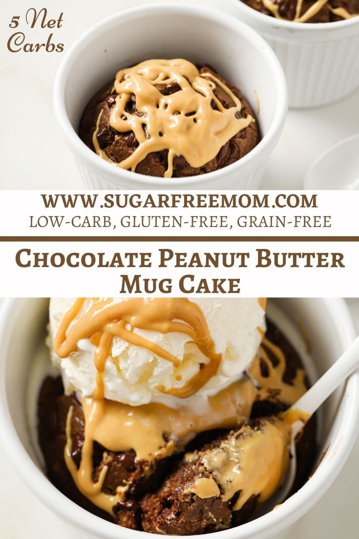 Sugar Free Keto Low Carb Chocolate Peanut Butter Mug Cake