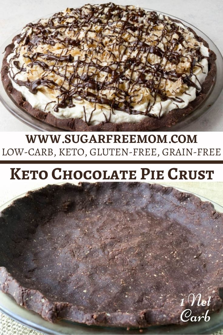 This Coconut Flour Chocolate Pie Crust is the easiest Press-In chocolate no bake crust for all your pie needs! This low carb pie crust is Almond flour free, Nut Free, Gluten Free and the best part is no baking is required! Just 1 gram net carbs per serving!