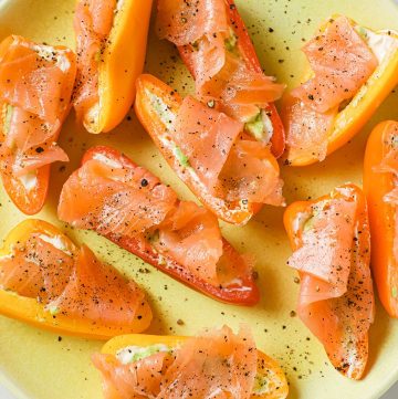 Low Carb Keto Smoked Salmon Cream Cheese Stuffed Mini Peppers