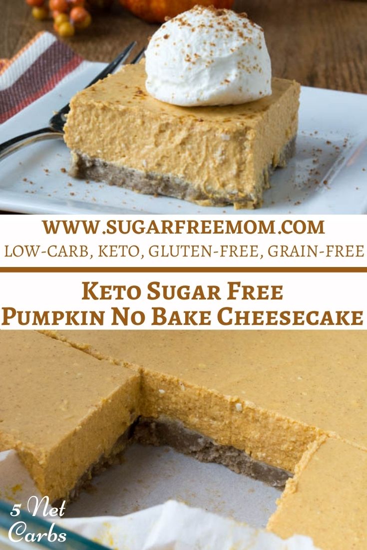 Keto Sugar-Free Pumpkin No Bake Cheesecake (Gluten Free, Nut Free)