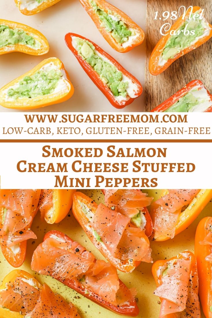 Low Carb Keto Smoked Salmon Cream Cheese Stuffed Mini Peppers