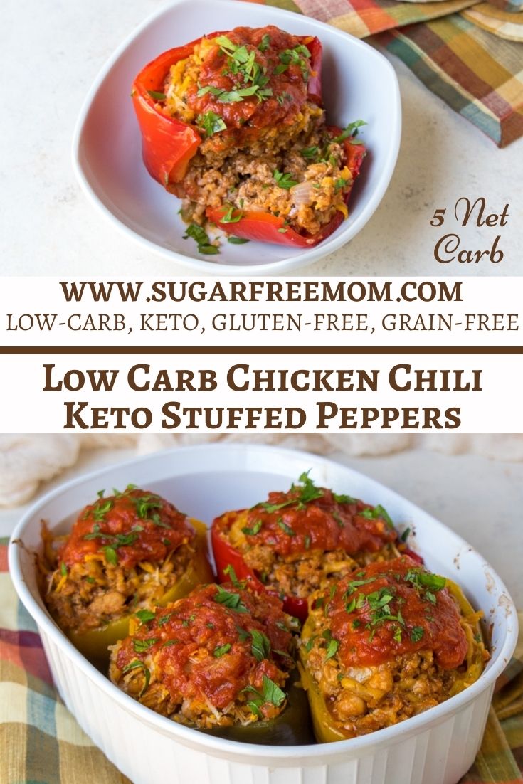 Low Carb Chicken Chili Keto Stuffed Peppers (Gluten Free)