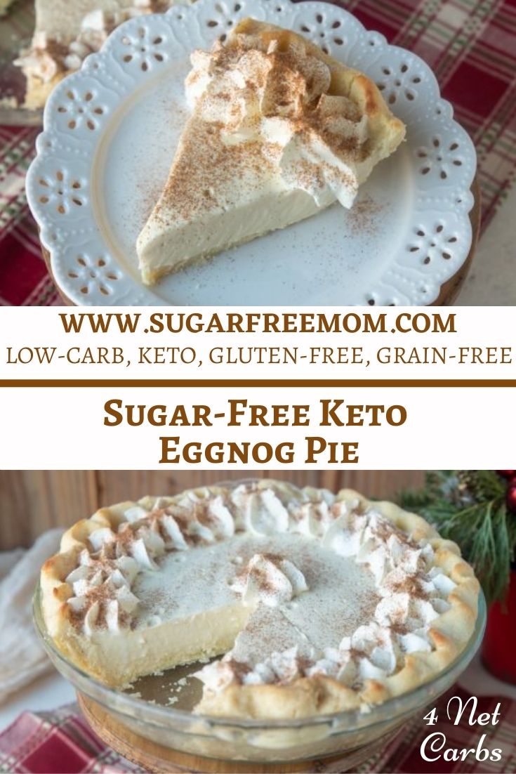 This easy keto eggnog recipe is quick, tastes like traditional eggnog and with just a few extra ingredients you can make a no bake sugar free homemade eggnog pie! Just 4 g net carbs per serving!