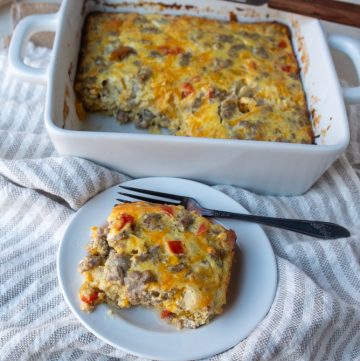 Low Carb Keto Breakfast Casserole with Sausage and Cheese (Gluten Free)