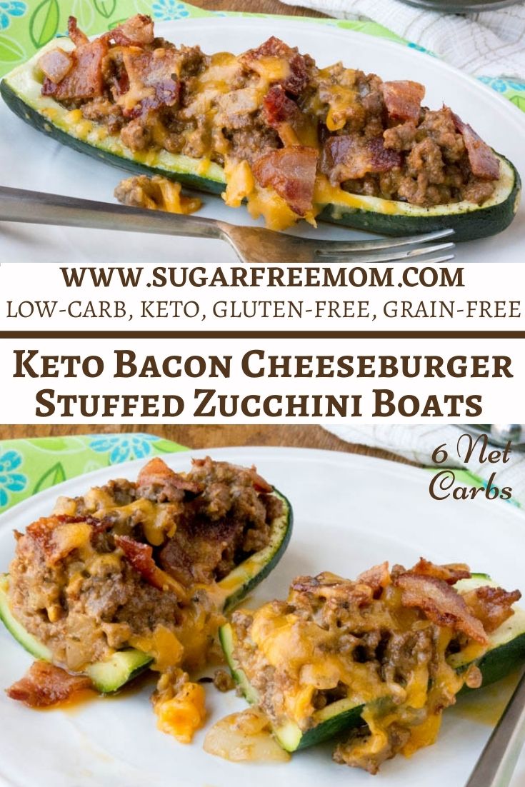 Keto Low Carb Bacon Cheeseburger Stuffed Zucchini Boats