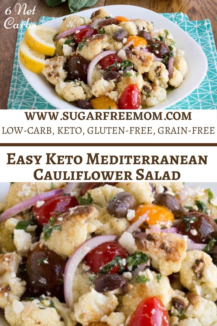 Easy Keto Low Carb Mediterranean Cauliflower Salad