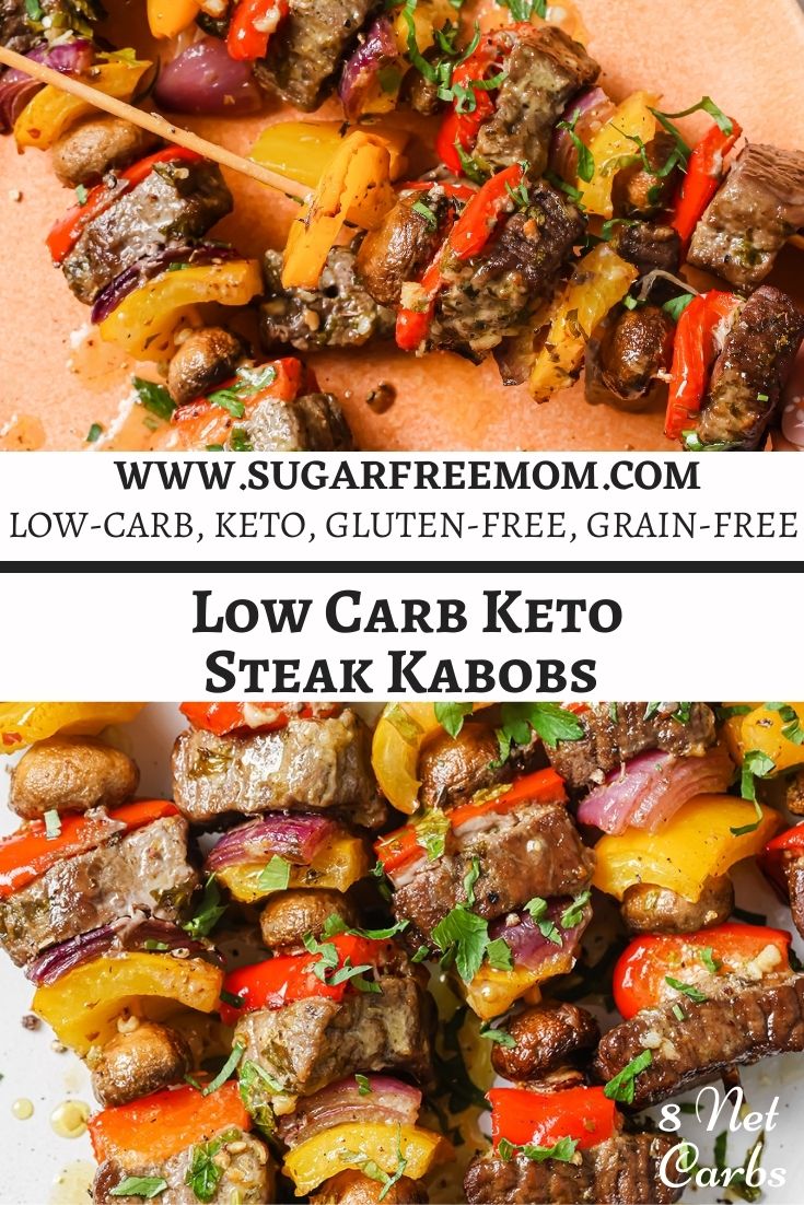 Easy Marinated Grill or Oven Low Carb Keto Beef Steak Kabobs