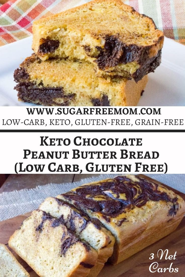 Keto Chocolate Peanut Butter Bread (Low Carb, Gluten Free)