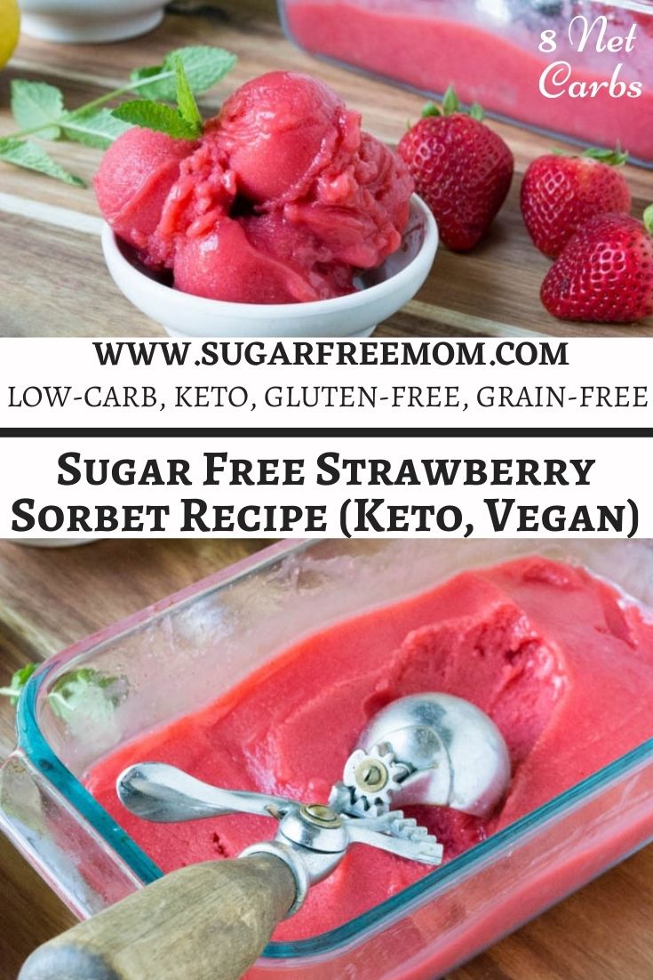 Sugar Free Strawberry Sorbet Recipe (Keto, Vegan)
