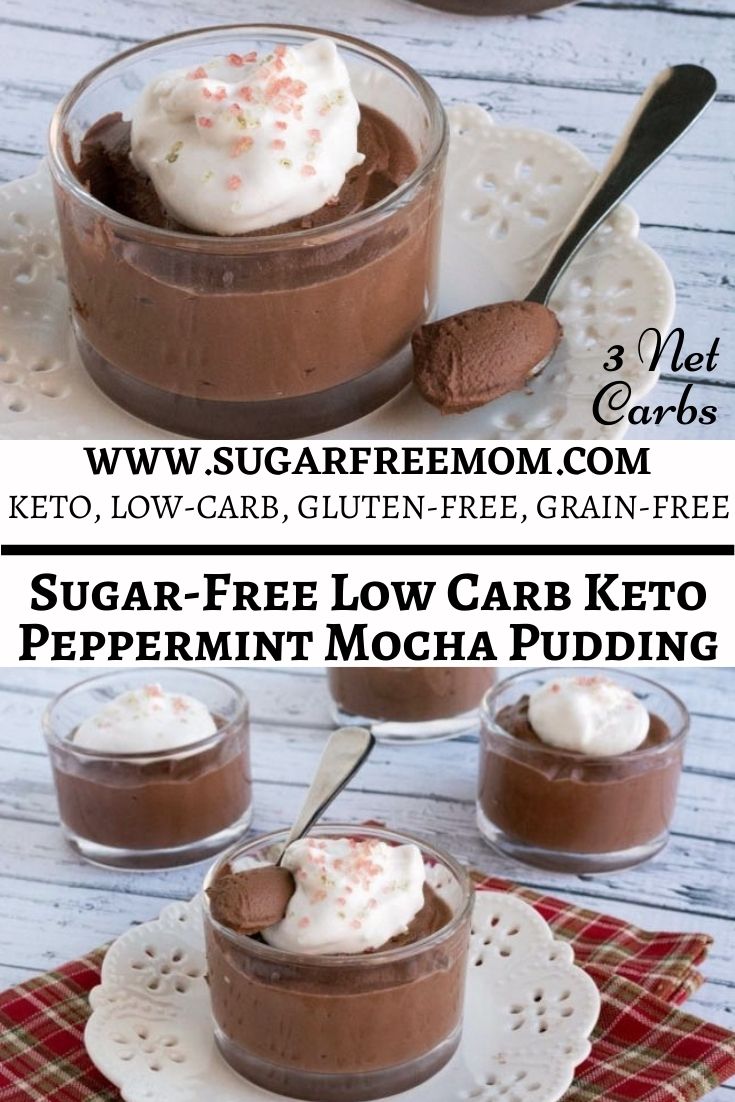 Sugar-Free Peppermint Mocha Pudding is pretty enough for guests but easy enough for any weeknight treat! Just 7 ingredients and just 3 g net carbs!