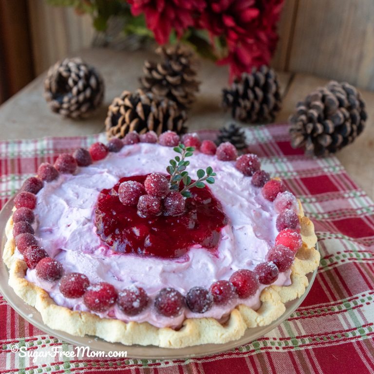 Sugar Free Keto Cranberry Cheesecake Pie Recipe