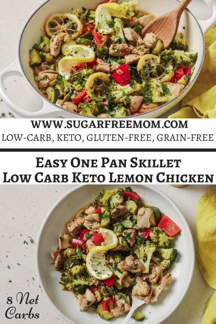 This Easy One Pan Keto Lemon Chicken Skillet is a burst of flavor with simple ingredients for busy weeknights. It's low carb, keto, gluten free and ready in 20 minutes! 