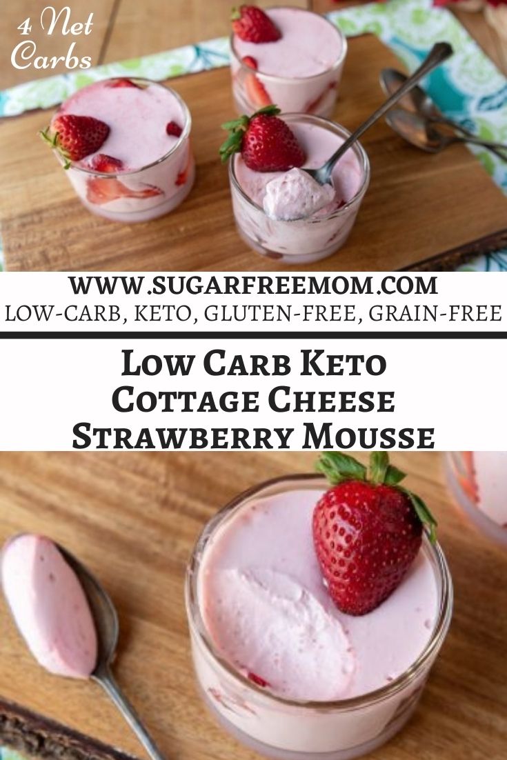 This easy keto strawberry mousse cottage cheese recipe is incredibly thick with a delicious creamy texture and has 9 grams of protein and just 4 grams net carbs per serving. 