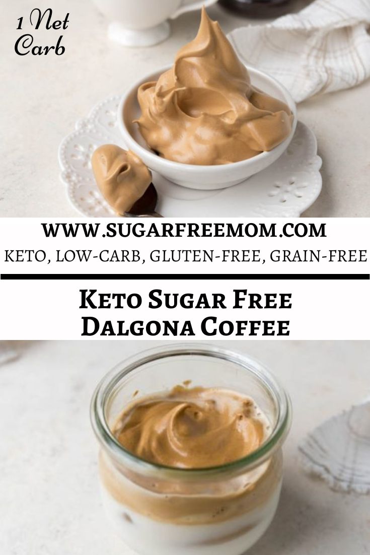 Sugar Free Dalgona Coffee needs just 3 main ingredients and you've got a keto, low carb, paleo, fantastic whipped coffee beverage enjoyed iced or hot!