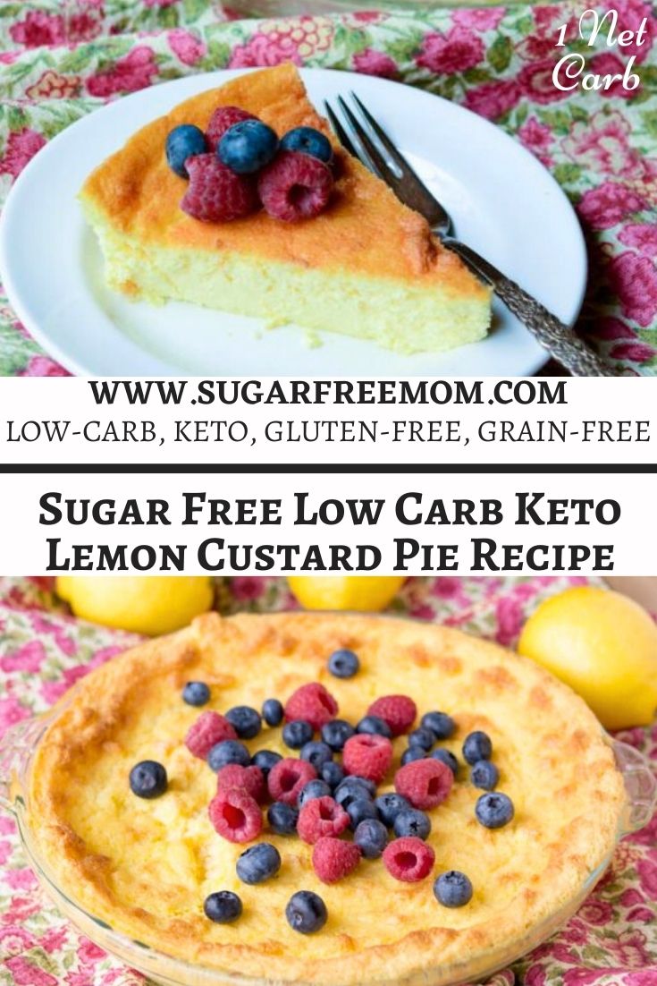 This beautiful Sugar Free Lemon Custard Pie is keto, gluten free, grain free and low carb and makes a beautiful stunning presentation for a party!