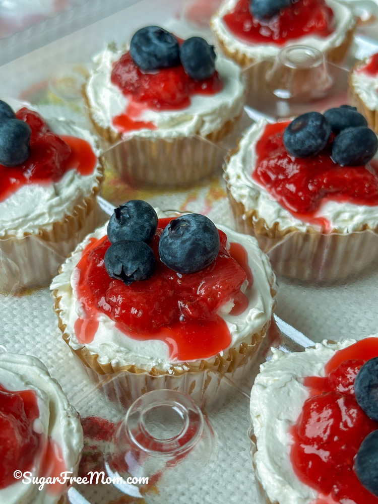 Red White and Blue Mini No Bake Keto cheesecake