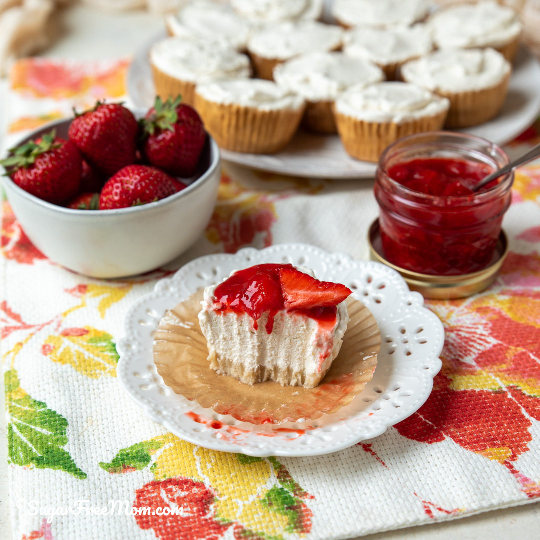 These No Bake Mini Low Carb Keto Strawberry Cheesecakes are like tiny little clouds of creamy, fruity goodness that come together without even heating up your oven. 