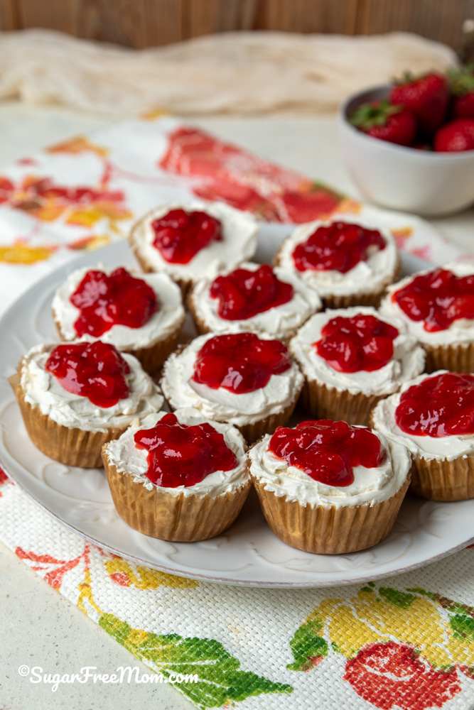 No Bake Mini Low Carb Keto Strawberry Cheesecakes