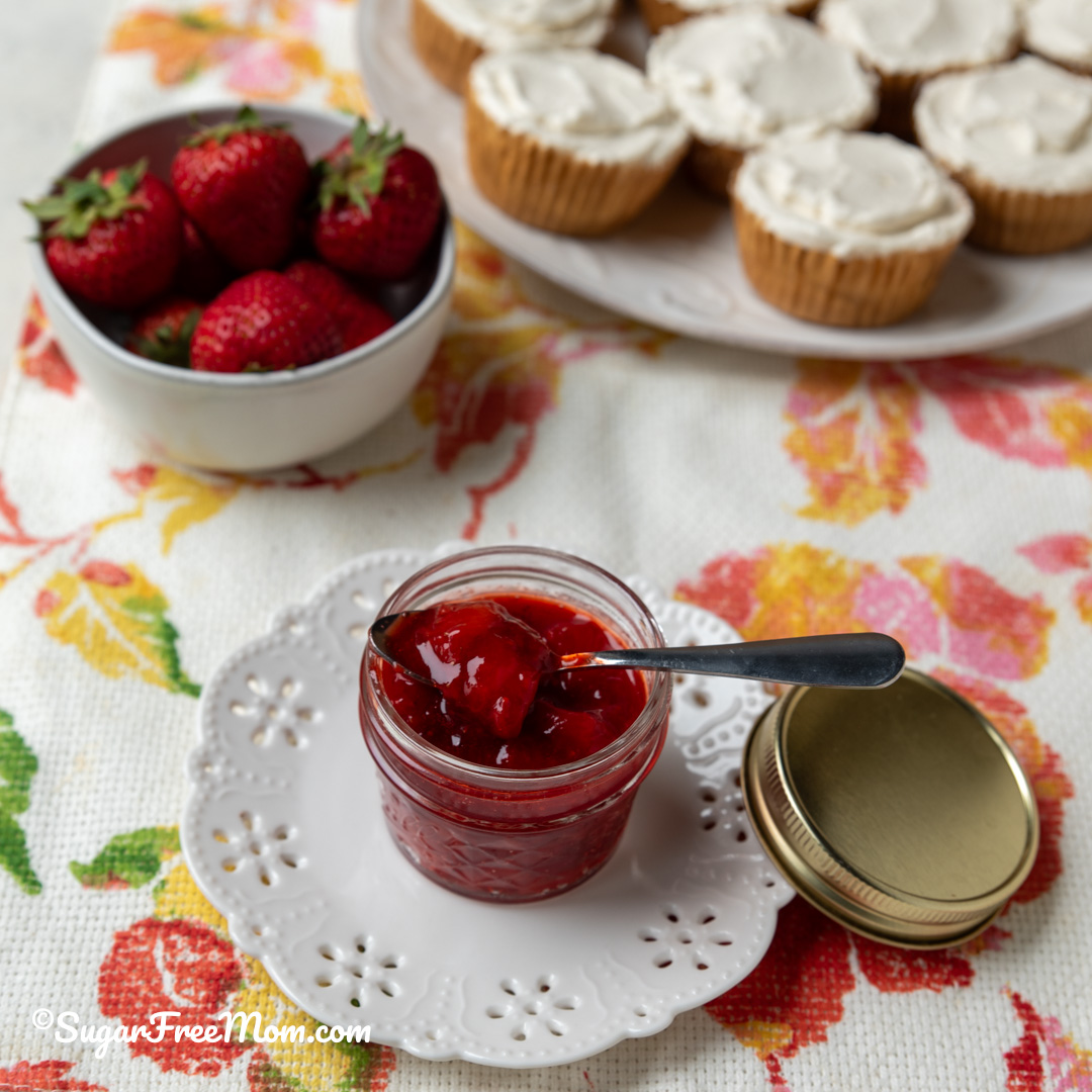 This easy low carb keto strawberry sauce syrup is a delightful way to enjoy strawberries without added sugars.
