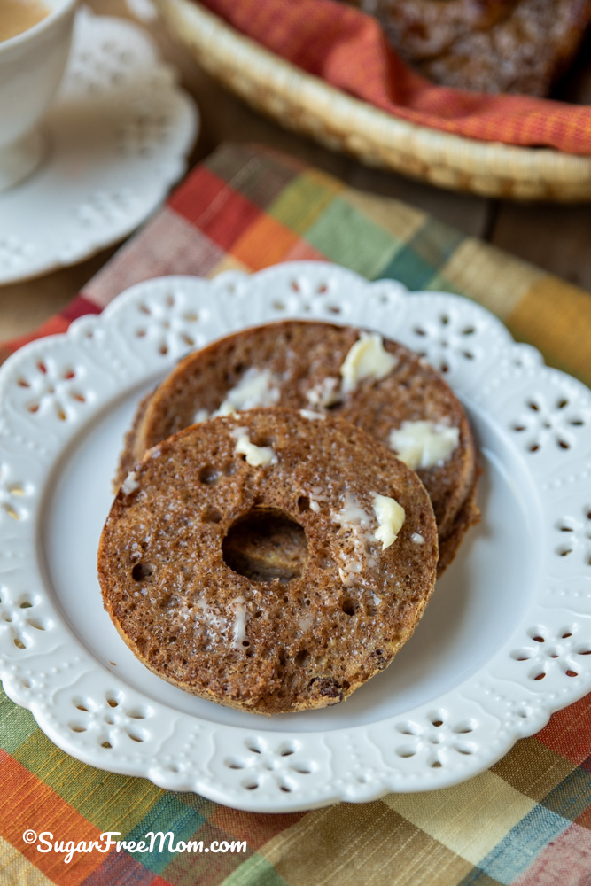 These easy keto cottage cheese cinnamon raisin bagels are delicious chewy bagels made with simple ingredients, and 13 grams of protein.