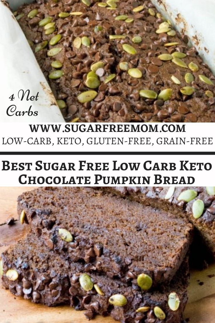 Gluten free Sugar Free Low Carb Keto Chocolate Pumpkin Bread