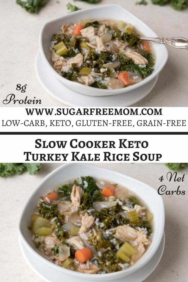 Easy Slow Cooker Leftover Low Carb Turkey Rice Soup