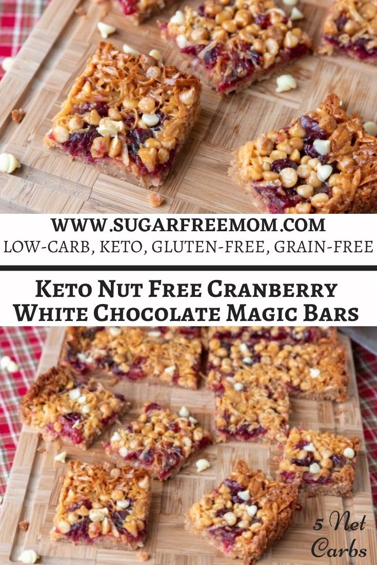 Keto Nut Free Cranberry White Chocolate Magic Bars
