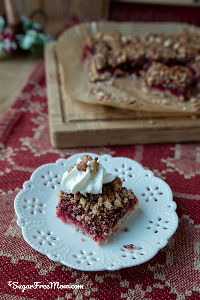low carb keto cranberry crumb bars