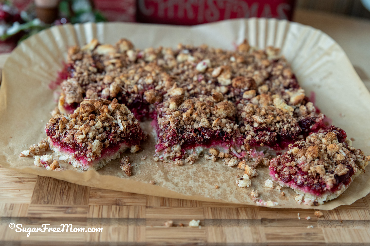low carb cranberry crumb bars