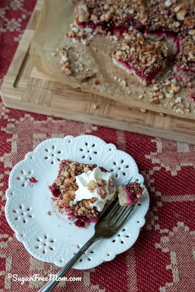 low carb keto cranberry crumb bars