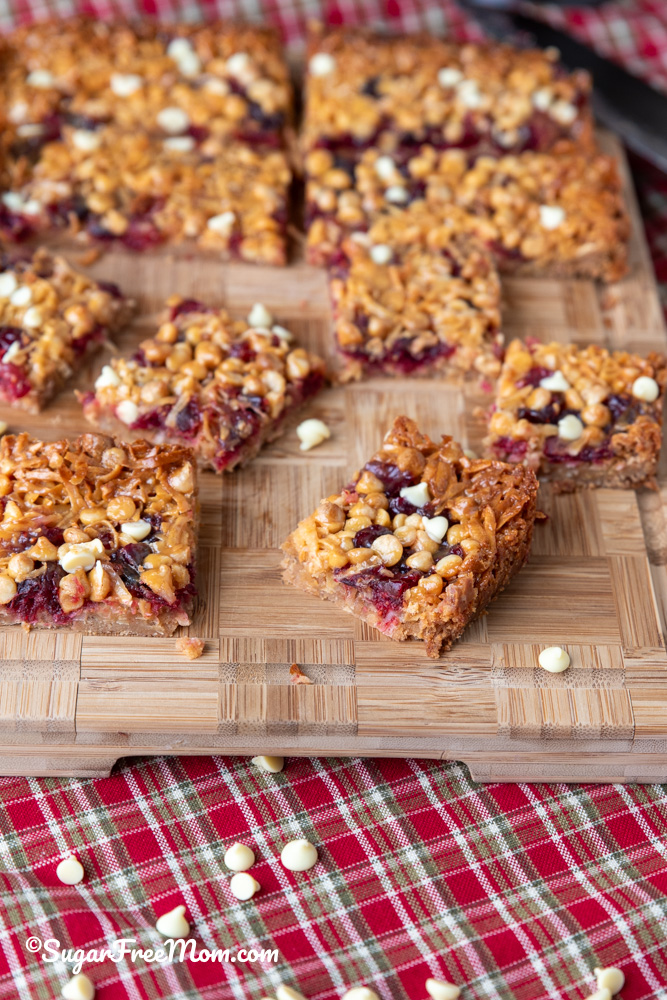 keto cranberry white chocolate magic bars