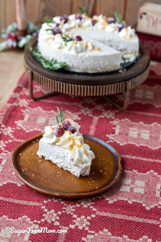 festive holiday keto eggnog cheesecake