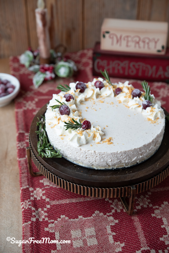 Easy No Bake Sugar Free Keto Eggnog Cheesecake