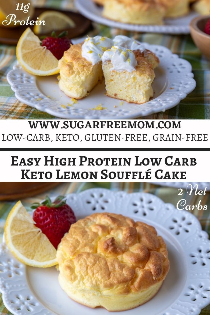 Easy High Protein Low Carb Keto lemon Souffle Cake